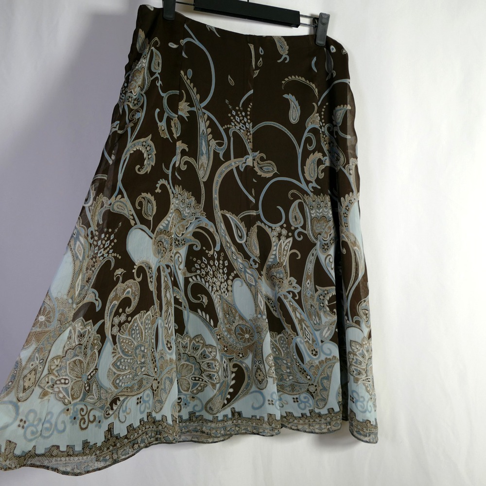 Ann Taylor Forest Fairy Grunge Paisley Midi Skirt Size 8 Boho Artsy Whimsical